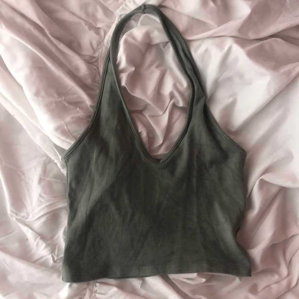light green cropped halter brandy melville